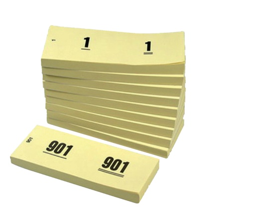 [062505] Bloc numéros de 1 à 1000 42x105mm jaune 10pcs