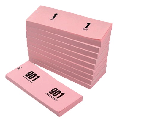[062509] Bloc numéros de 1 à 1000 42x105mm rose10 pièces