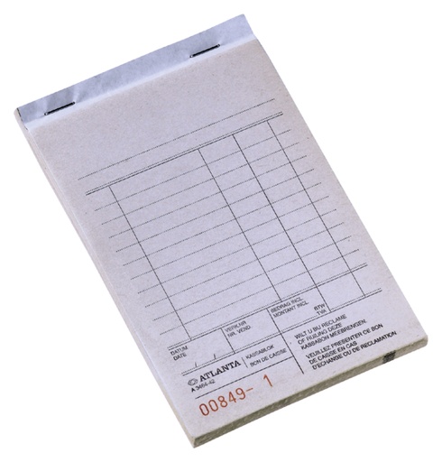 [053521] Kassablok Djois Atlanta met kopie (carbon) 142x100mm 50x2vel houtvrij wit