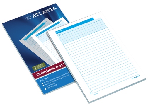 [060645] Carnet de commandes Djois Atlanta A5 50x2 feuilles carbone blanc