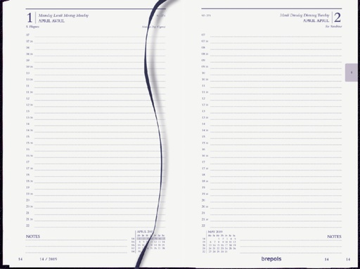 [900010] Agenda 2025 Brepols Saturnus Luxe 1 jour/1 page noir