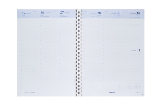 [901109] Agendavulling 2026 Brepols Timing 7dagen/2pagina's spiraal wit