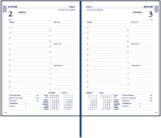 [900103] Agenda 2026 Ryam Twenty-four Mundior 1 jour/1 page bleu