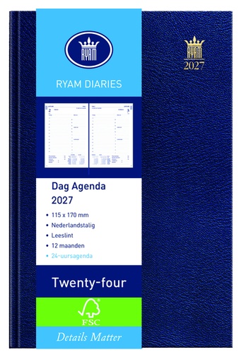 [900103] Agenda 2027 Ryam Twenty-four Mundior 1 jour/1 page bleu