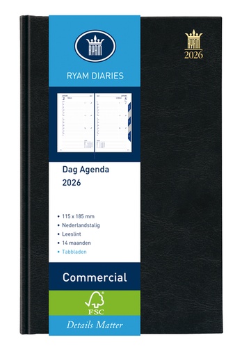 [900093] Agenda 2026 Ryam Commercial Mundior 1dag/1pagina zwart