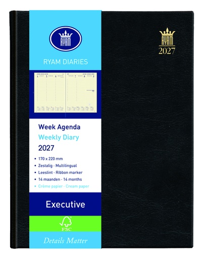 [900108] Agenda 2027 Ryam Executive Mundior 7dagen/2pagina's zwart