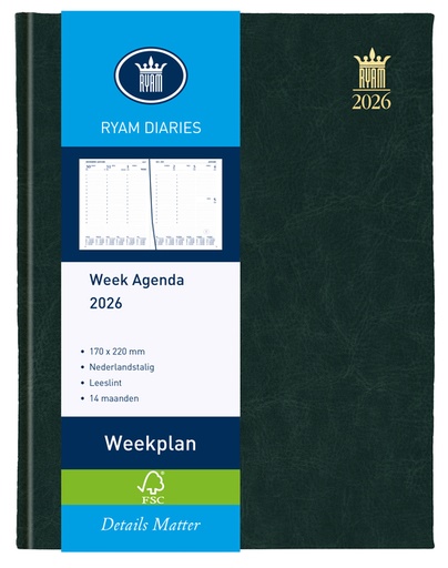 [900096] Agenda 2026 Ryam Weekplan Mundior 7dagen/2pagina's zwart