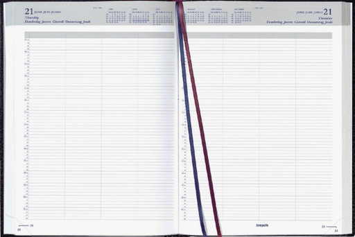 [900016] Agenda 2025 Brepols Bremax Santex A4 1 jour/2 pages 8 colonnes noir