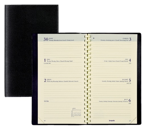 [900046] Agenda 2025 Brepols Interplan Calpe spirale 7 jours/2 pages noir