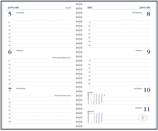 [900130] Recharge agenda 2026 Ryam Memoplan 7 portrait 7 jours/2 pages blanc