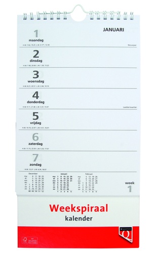 [336043] Calendrier hebdomadaire spirale 2026 Quantore