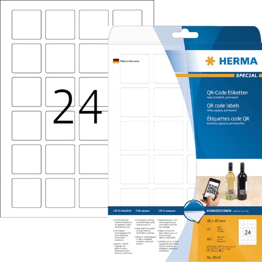 [816674] Etiket HERMA 9642 40x40mm QR-code wit 600 stuks