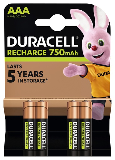[413798] Batterij oplaadbaar Duracell 4x AAA 750mAh Plus