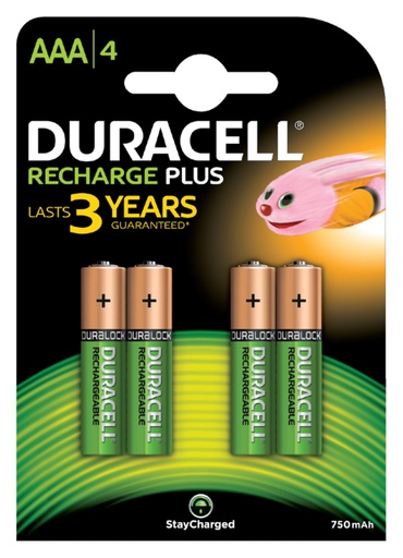 [413798] Pile rechargeable Duracell 4x AAA 750mAh Plus