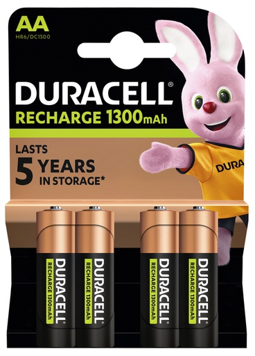 [413793] Batterij oplaadbaar Duracell 4x AA 1300mAh Plus