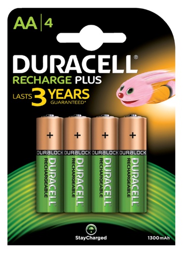 [413793] Pile rechargeable Duracell 4x AA 1300mAh Plus