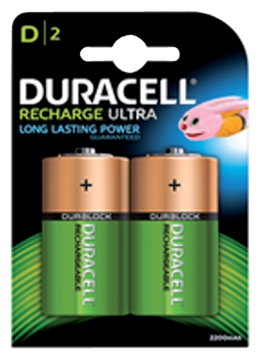 [413696] Batterij oplaadbaar Duracell 2xD 3000mAh Plus