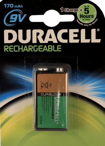 [413694] Pile rechargeable Duracell 1x 9V 170mAh Plus