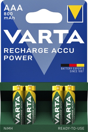 [413762] Pile rechargeable VARTA 4x AAA 800mAh Ready-To-Use