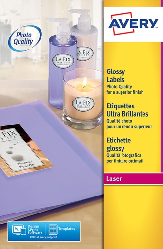 [811143] Etiket Avery L7767-40 210x297mm A4 hoogglans wit 40 stuks