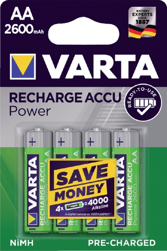 [413875] Batterij oplaadbaar Varta 4xAA 2600mAh ready2use