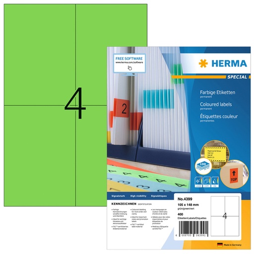 [817740] Etiquette HERMA 4399 105x148mm A6 vert 400 pièces