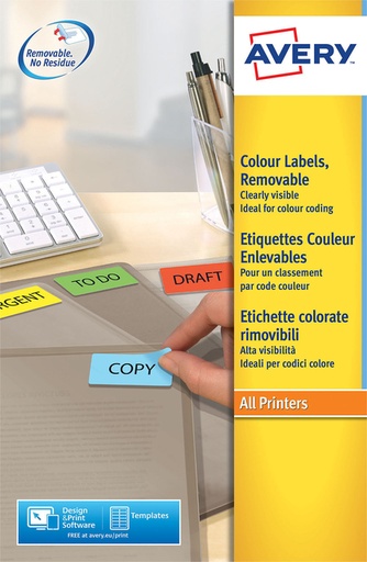 [817509] Etiquette Avery L6041-20 45,7x21,2mm jaune 960 pièces