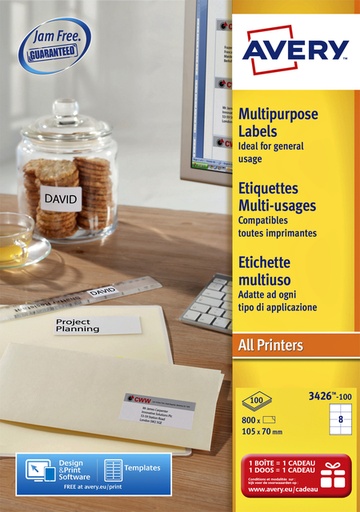 [817535] Etiket Avery L4745REV-25 96x63.5mm wit 200 etiketten