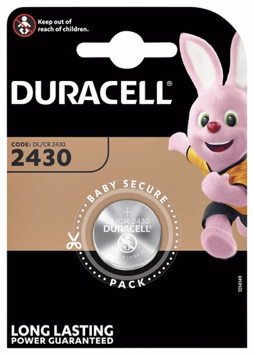 [413570] Pile bouton Duracell CR2430 lithium Ø24mm 3V-280mAh