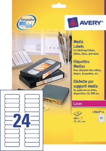 [817266] Etiket Avery L7665-25 72x21.2mm voor datatape''s 600stuks