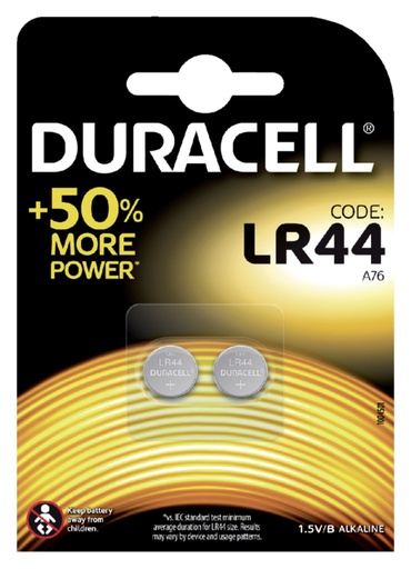 [413630] Batterij Duracell knoopcel 2xLR44 alkaline Ø11,6mm 2 stuks