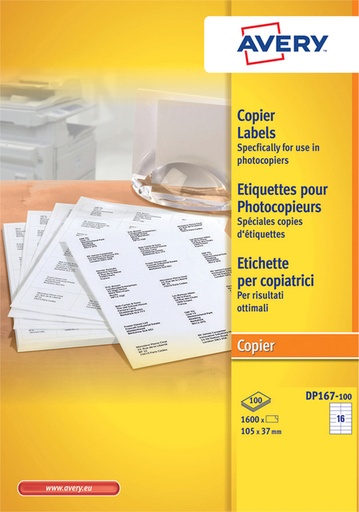 [817126] Etiket Avery DP167-100 105x37mm wit 1600 stuks