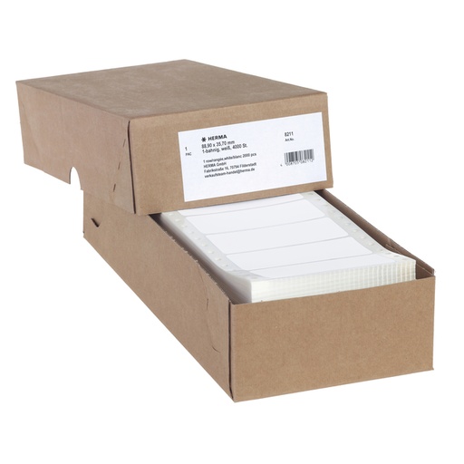 [817312] Etiket HERMA 8211 88.9x35.7mm 1-baans wit 4000 stuks