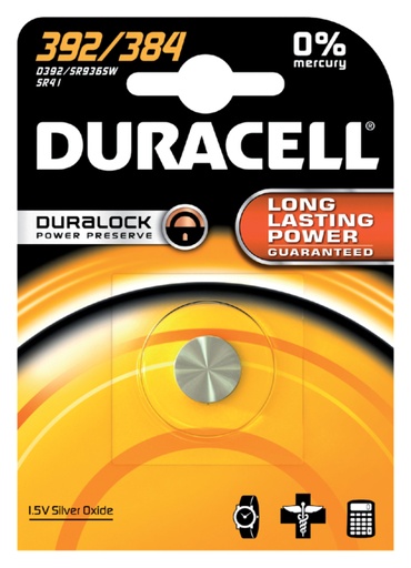 [413633] Batterij Duracell knoopcel 1x392/384 alkaline Ø7,9mm 1,5V-45mAh