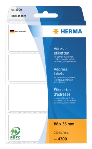 [817000] Etiquette d’adresse HERMA 4300 88x35mm 250 pièces zigzag