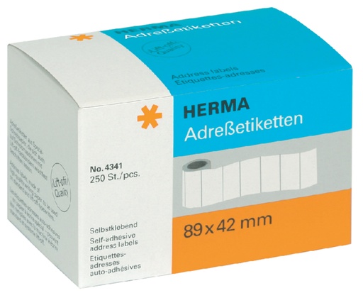 [817059] Etiket HERMA adres 4341 89X42mm op rol 250stuks