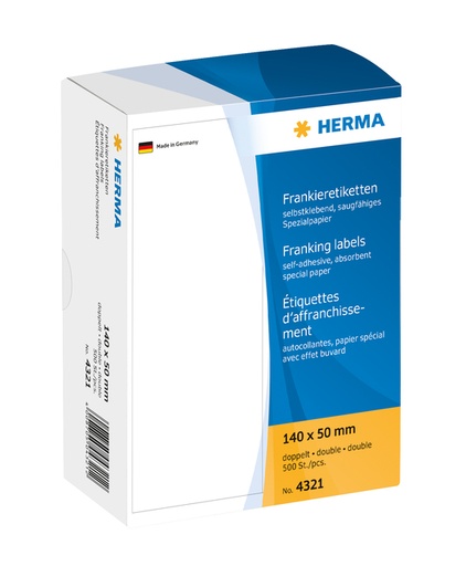 [817031] Etiquette affranchissement HERMA 4321 double 140x50mm 500 pièces