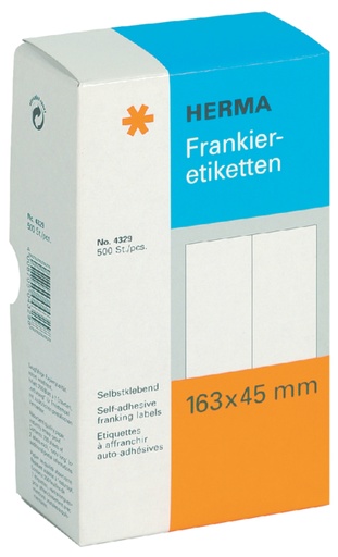 [817411] Frankeeretiket HERMA 4329 dubbel 163x45mm 500stuks