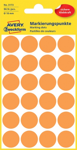 [811036] Etiquette Avery 3173 ronde 18mm orange 96 étiquettes