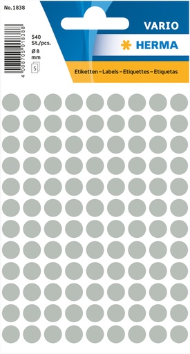 [818153] Etiquette HERMA 1838 rond 8mm gris 540 pièces
