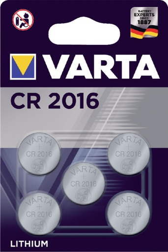 [413824] Batterij Varta knoopcel CR2016 lithium blister à 5stuk