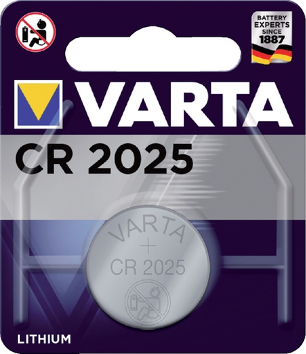 [413776] Pile bouton Varta CR2025 lithium blister 1 pièce