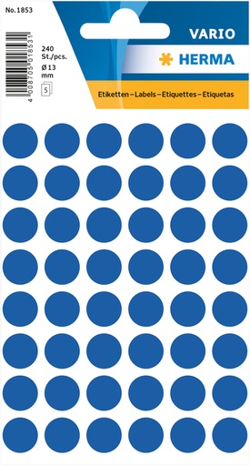 [818154] Etiquette HERMA 1853 rond 13mm bleu foncé 240 pièces