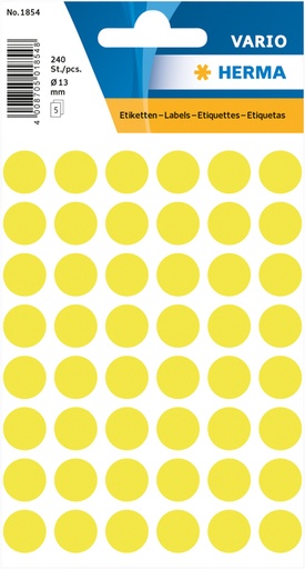 [818001] Etiket HERMA 1854 rond 12mm fluor geel 240 stuks