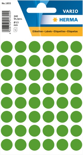 [818155] Etiket HERMA 1855 rond 13mm donkergroen 240 stuks