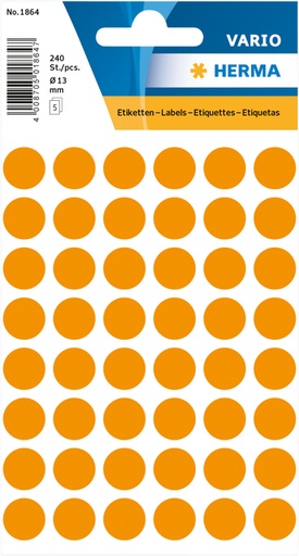 [810936] Etiket HERMA 1864 rond 12mm fluor oranje 240 stuks