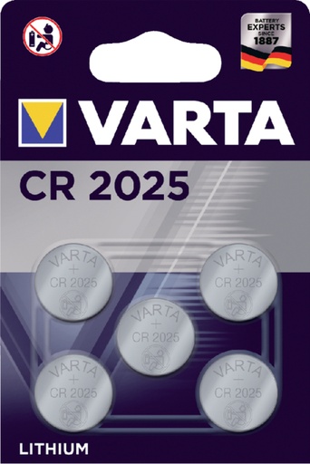 [413823] Batterij Varta knoopcel CR2025 lithium blister à 5stuk