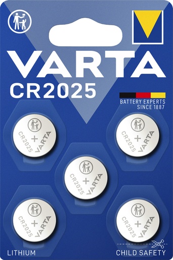 [413823] Batterij Varta knoopcel CR2025 lithium blister à 5stuk