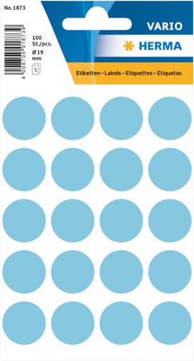[818002] Etiquette HERMA 1873 rond 19mm blanc 100 pièces