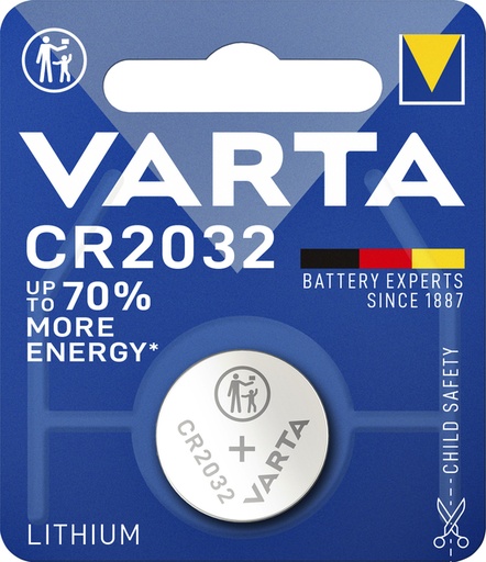 [413777] Pile bouton Varta CR2032 lithium blister 1 pièce